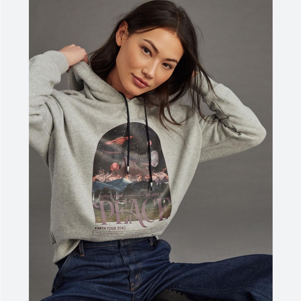 NWT Scotch and Soda gray loose with artwork hoodie size M